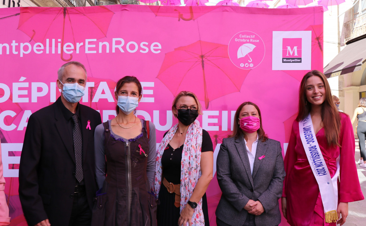 Les équipes de l'ICM avec Miss Languedoc Roussillon Montpellier Octobre Rose